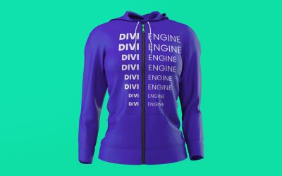 Purple Divi Engine Text Zipper Hoodie